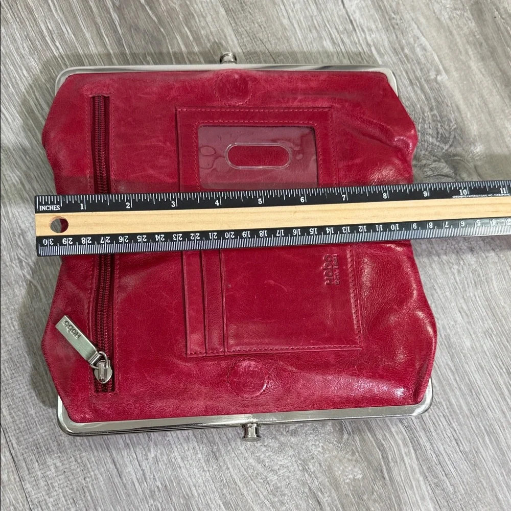 HOBO Red Leather Clutch with Silver Accents
